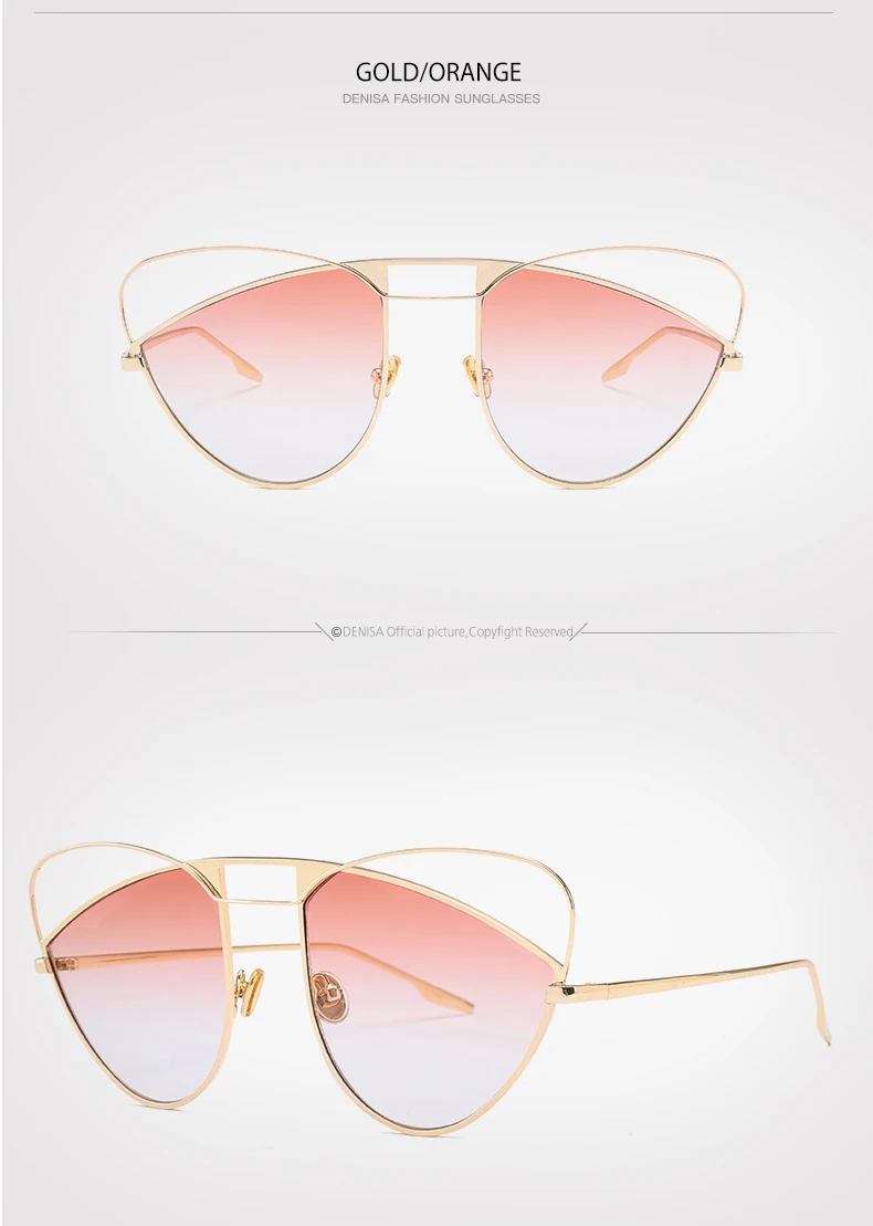 DENISA оправа-бабочка кошачий глаз солнцезащитные очки для женщин Новая мода розовый красный ретро солнцезащитные очки для девочек UV400 zonnebril dames G18632