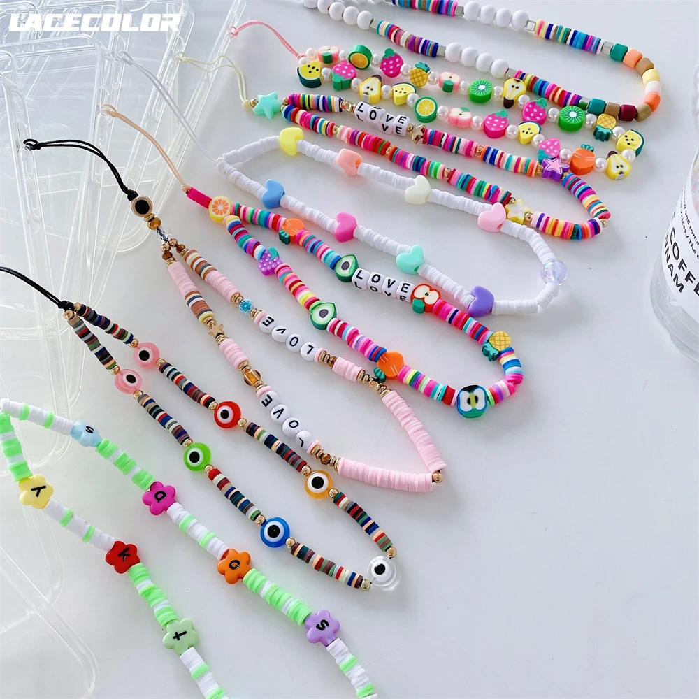 Colored Chain Beads Pendant Hand Strap Hang Case For iPhone 13 11 12 Pro X XR XS Max 7 8 Plus SE2 Mini Lanyard Charm Clear Cover iphone 13 pro max leather case