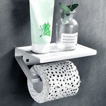 

Toilet Tissue Box Space Aluminum Waterproof Toilet Roll Paper Holder Free Punch Bathroom Towel Rack