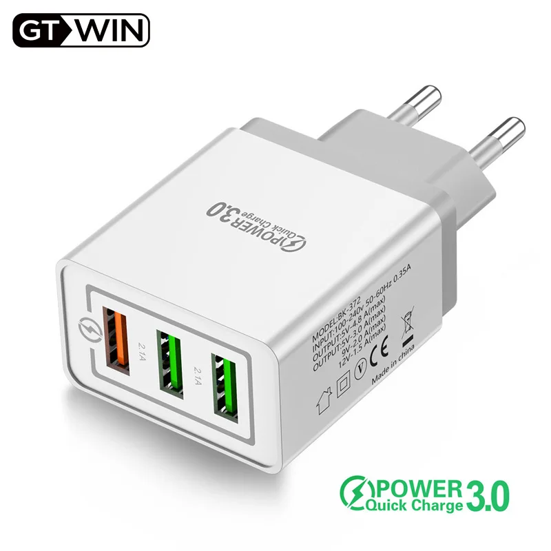 

GTWIN Quick Charge 3.0 USB Phone Charger For Samsung S8 S9 Xiaomi mi 8 Huawei Fast Wall Charging For iPhone 6 7 8 X XS Max iPad