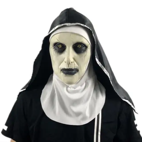As Picture Shows Halloween The Nun Horror Mask Cosplay Valak Scary Latex Masks with Headscarf NEW Nuns Mask - Цвет: As Picture Shows