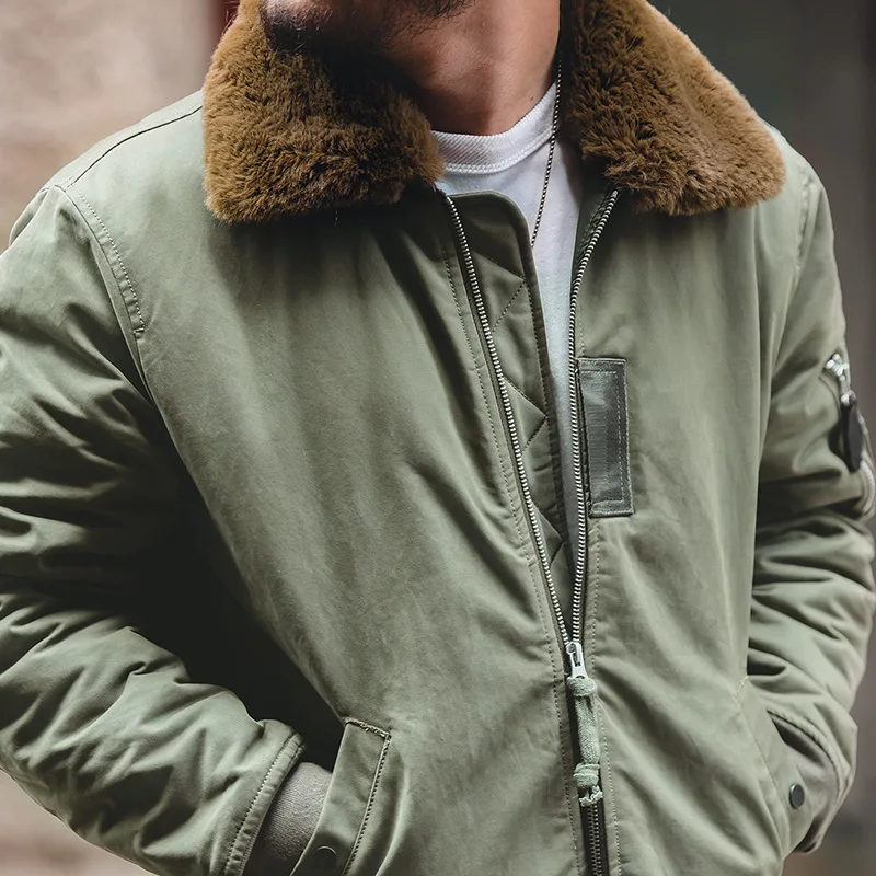 Maden Winter B15 Jackets Men American Retro Bomber Air Force Bomber Jacket Coat Fall Padded Fleece Collar Coats Men's Clothing