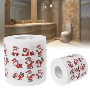 

Bath Paper Christmas Printed Home Santa Claus Bath Toilet Roll Paper Christma Supplies Xmas Decor Tissue 8/25M Toilet Paper