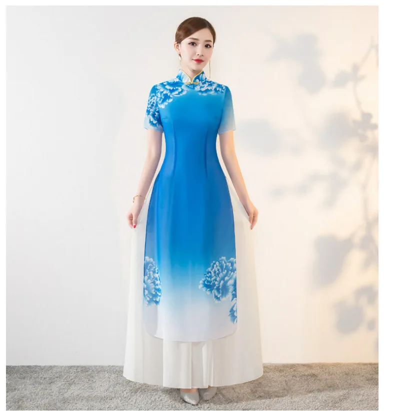 Вьетнамский аозай cheongsam платье традиционная одежда Таиланд kebaya азиатское длинное платье женская летняя одежда