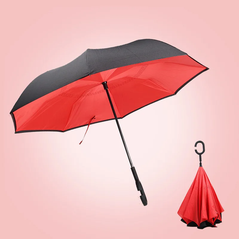 

Reverse Umbrella 8 Bone Long Handle Windproof Folding Sunny and Rainy Umbrellas rain Double Layer Anti UV Inverted Umbrella