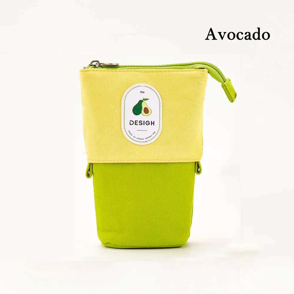 avocado Милые карамельные цвета многофункциональные креативные держатели для ручки сумка фруктовая серия Переменная капля Холст Карандаш Чехол с застежкой-молнией выдвижной - Цвет: avocado