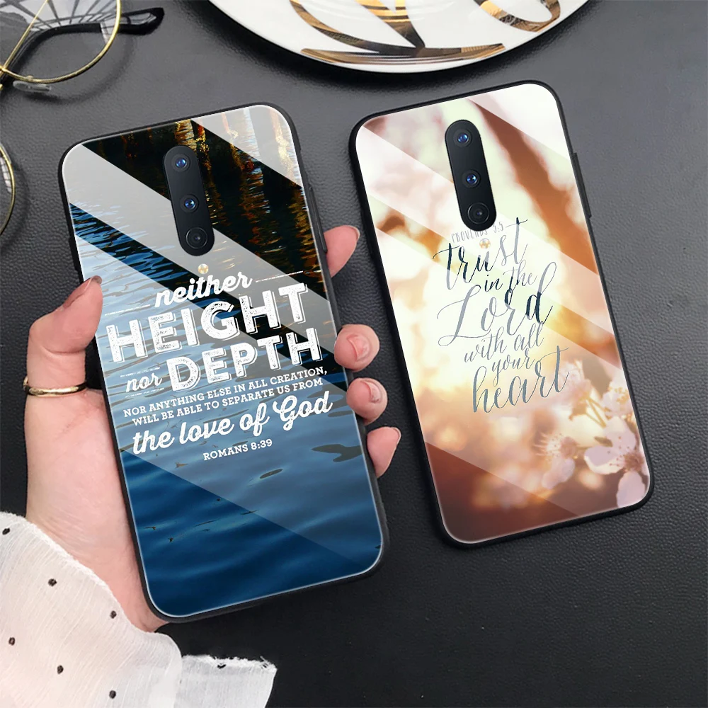 

Scripture Case For Oneplus 8 Pro 8T 7T 7 6T 6 Nord Pro Glass Phone Cases for one plus 8 8pro 1+7 1+7t 1+8t 1+6 1+6t Cover Funda
