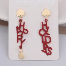 Серьги женские длинные в богемном стиле с буквами на