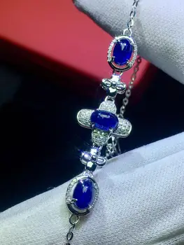 

Fine Jewelry Real 18K Gold AU750 G18K 100% Natural Blue Sapphire 2.3ct Gemstones Jewellery Bracelets for women Fine Bracelet