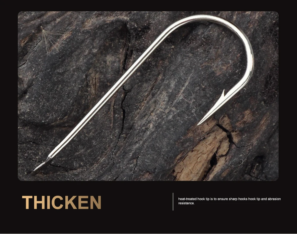 FTK 100 STÜCK/LOS Größe 1 # Größe 10 # Gebogene, abgeflachte Rundhaken aus Hochkohlenstoffstahl für Jigging und Karpfenangeln – Angelzubehör – Detail 9