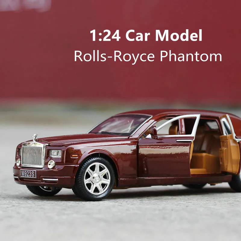 Tanie 1 24 Model samochodu rolls royce Phantom wydłużony Cohes Diecast Alloy Sixdoor model światła modele wysoka zabawka symulacyjna kolekcja prezentów