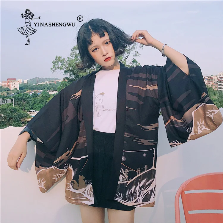 Sunscreen Blouse Harajuku Kimono Cardigan Summer Thin Tection Chiffon Sun Protection Shirt Kimono Femme Kimono Japanese Cardigan