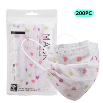 

200pc Adult Mask Disposable Mask 3 Layer Earring Mask In Stock Print Facemask One time Masker 3Ply Disposable Facemask For Adult