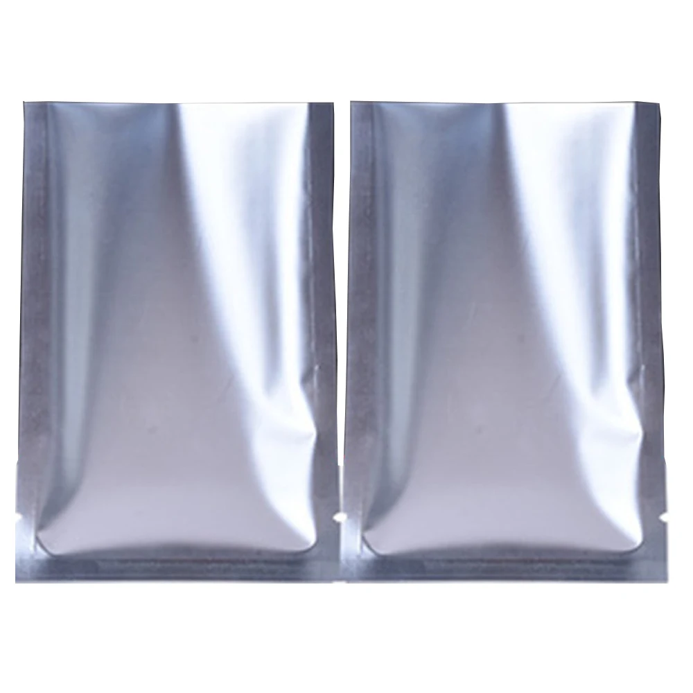 100Pcs Matte Silver Open Top Aluminum Foil Bag Tear Notch Heat Vacuum Seal Candy Tea Ground Coffee Powder Bean Package Pouches
