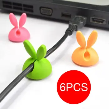 

6 Rabbit Ears Cable Winder Bunny Charger Wire Cord Organizer Clip Tidy Desk Earphone bobbin clamp Ties Fastener Collation Holder