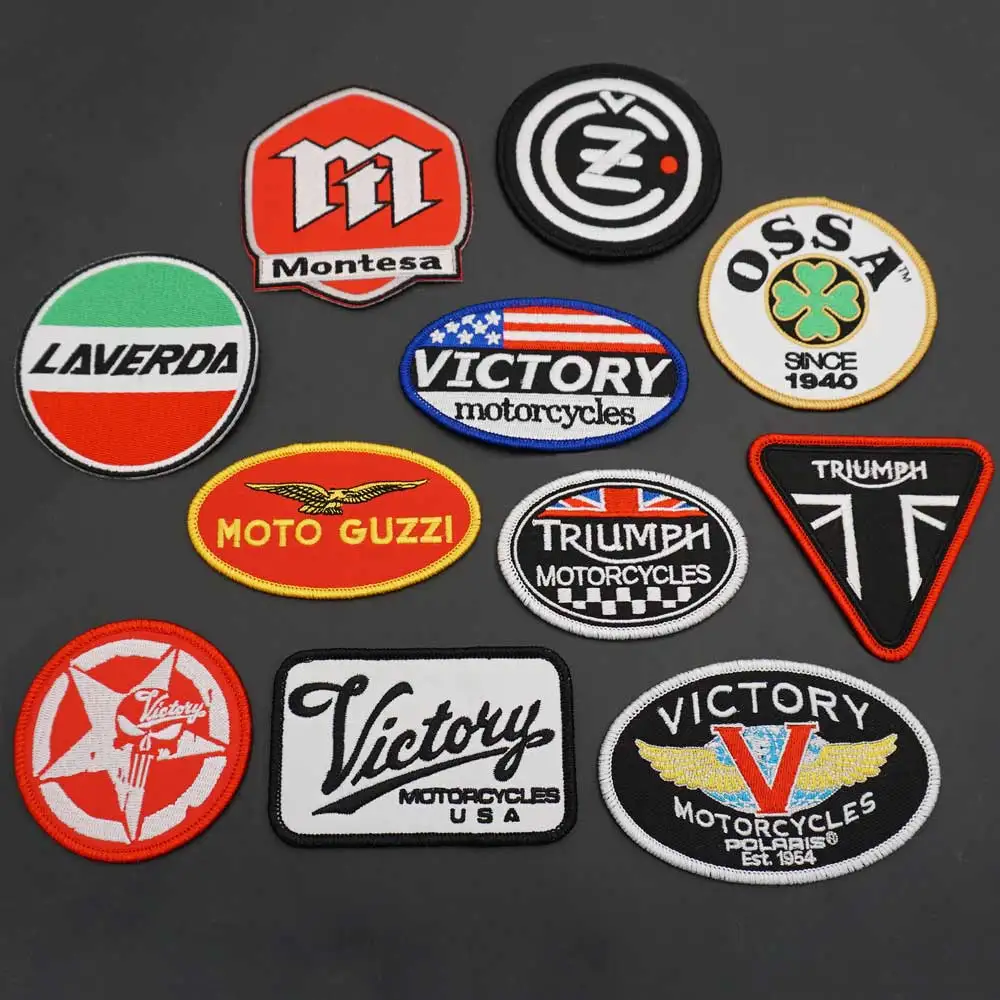 Вышитые нашивки с логотипом мотоцикла в стиле панк значок Triumph Victory кожаный жилет