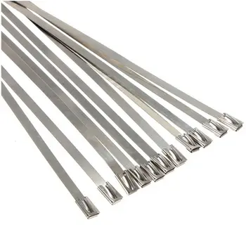 

10Pcs 17.7" Stainless Steel Locking Cable Ties For Exhaust Pipe Header Wrap Tape Silver