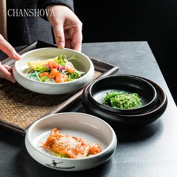 

CHANSHOVA Round Retro color glaze ceramic Main course plate sauce dish gravy bowl Salad plate tableware China Porcelain G044