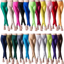 Drop Shipping New Wholesale Spandex Milk Silk Fluorescent Candy Color Large Plus Size Wear Summer Gloss Pants Leggings Women