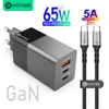 WOTOBE 3 порта 65 Вт GaN USB C PD настенная зарядка 65 Вт/45 Вт/20 Вт PD3.0/QC/PPS/SCP 5A кабель для USB-C ноутбуков MacBook iPhone Samsung Huawei ► Фото 1/6