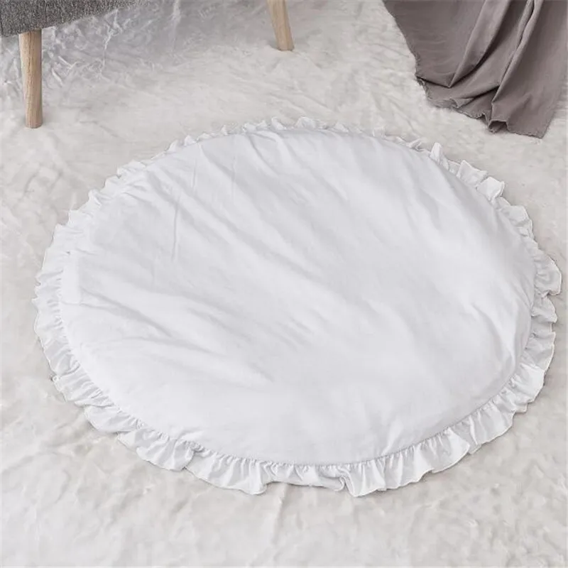 white 100 см скандинавские круглые детские игровые коврики хлопковый Детский ковер для гостиной мягкий ползающий детский коврик игровой коврик для младенцев - Цвет: white
