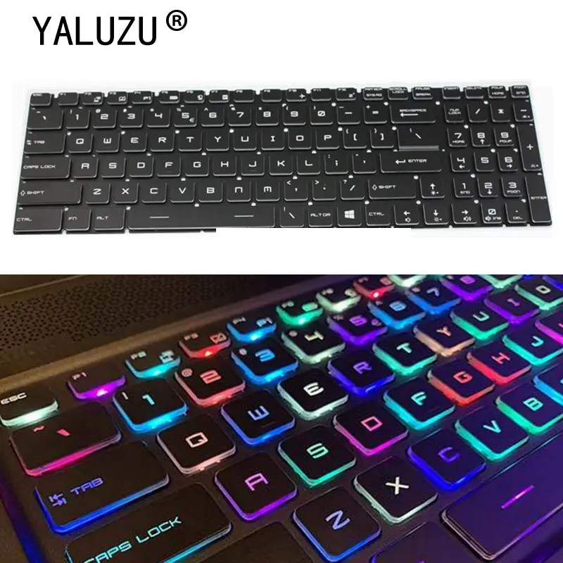 Клавиатура YALUZU с RGB подсветкой полноцветная английская клавиатура для MSI GE63 GE73 GS73