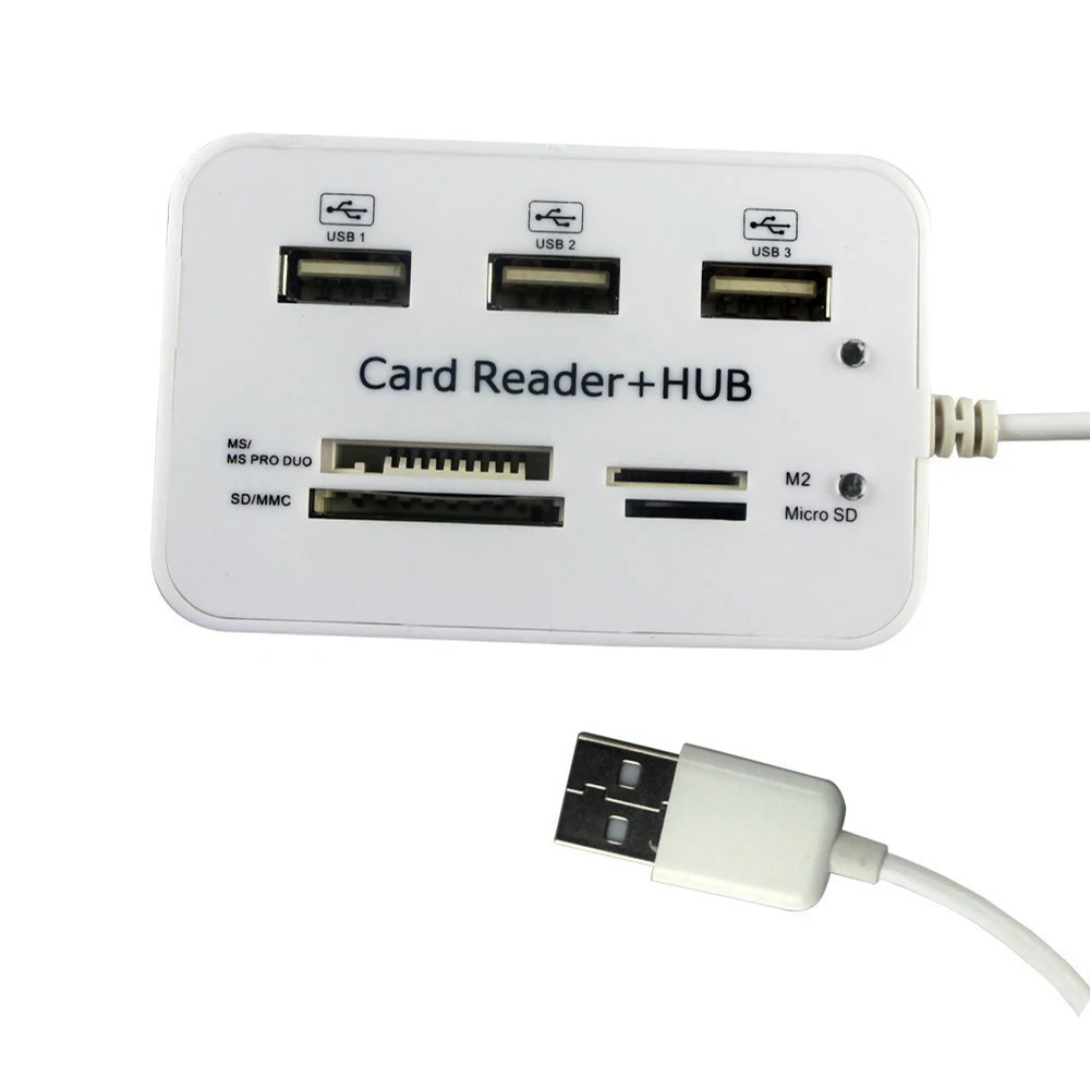Micro usb-хаб 3,0 комбо 3 порта сплитер адаптер питания TF/SD/MS/M2 кардридер для ПК Компьютерные аксессуары