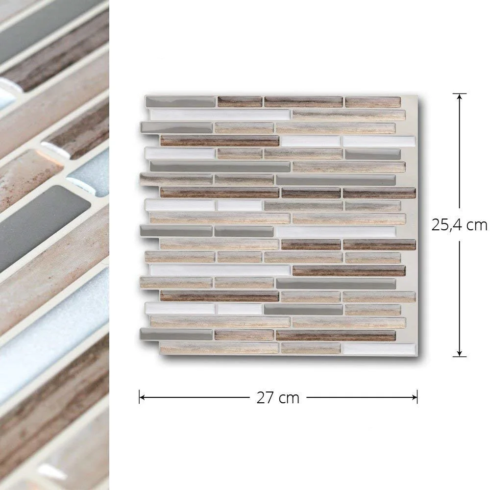 

3D Tile Sticker Kitchen Wall Decal Removable Faux Brick Stick- On Home Decor DIY
