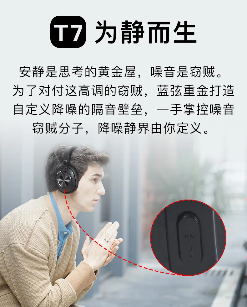 Семья как стиль T7 на головке активного шумоподавления беспроводные Bluetooth наушники Smart AI стерео стиль