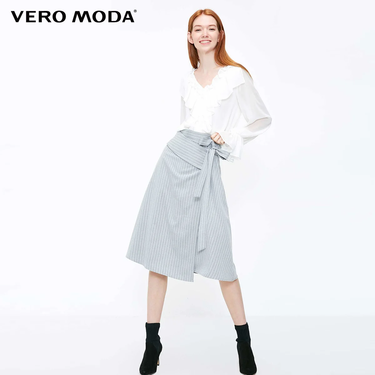 Vero Moda Новые поступления Полосатая юбка со шнуровкой со средней талией | 318316549