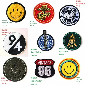 

Cartoon Decorative Round Patch Smiley Bonfire Map icon Embroidered Applique Patches For DIY Iron on Badges on clothes,backpack