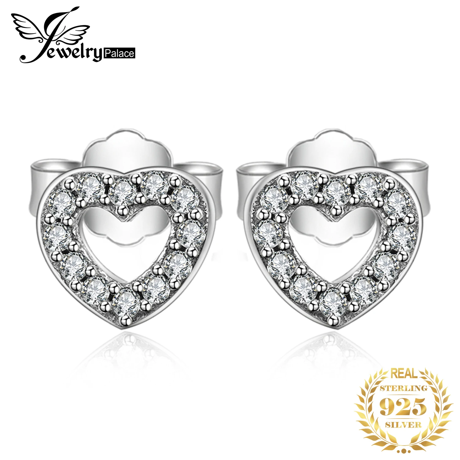 

Jewelrypalace 925 Sterling Silver Earrings Stud Cubic Zirconia Forever Love Heart Butterfly Promise Women Girls Jewelry New