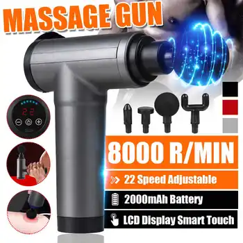 

8000r/min Therapy Massage Gun 4/22 Gears Muscle Massager Pain Sport Massage Machine Relax Body Slimming Relief With 4 Heads