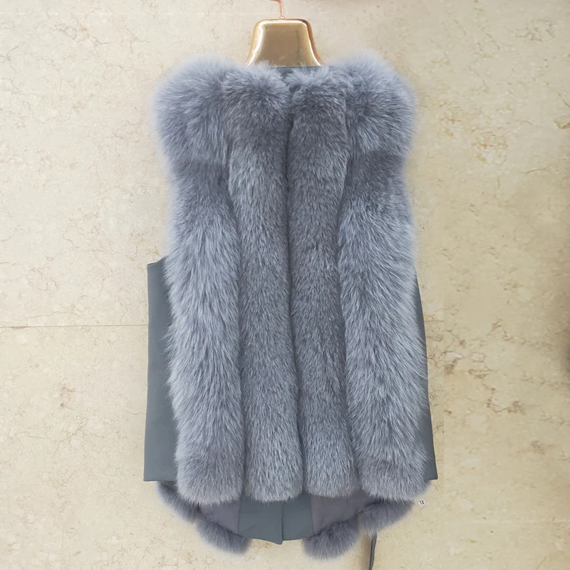 Latest fashion design Women's Winter Real Fur Coat High Quality Natural Fox Fur Vest  Luxurious Warm Sleeveless 7 colors jacket