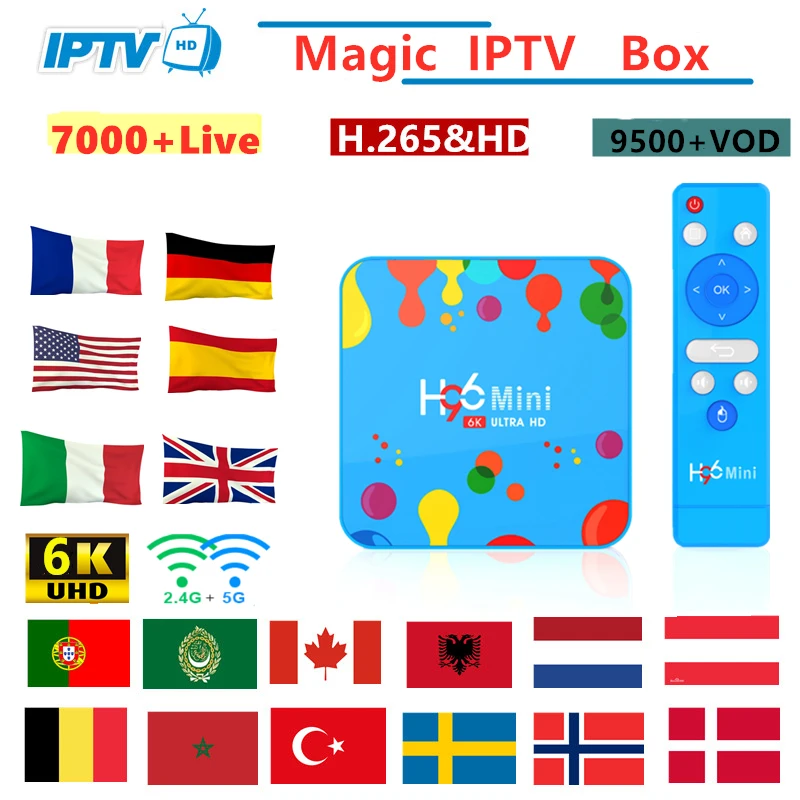 H96 Мини Android tv Box 9,0 IP tv подписка Франция Италия арабский Бельгия Испания Швеция Скандинавская Португалия Канада США Smart tv BOX