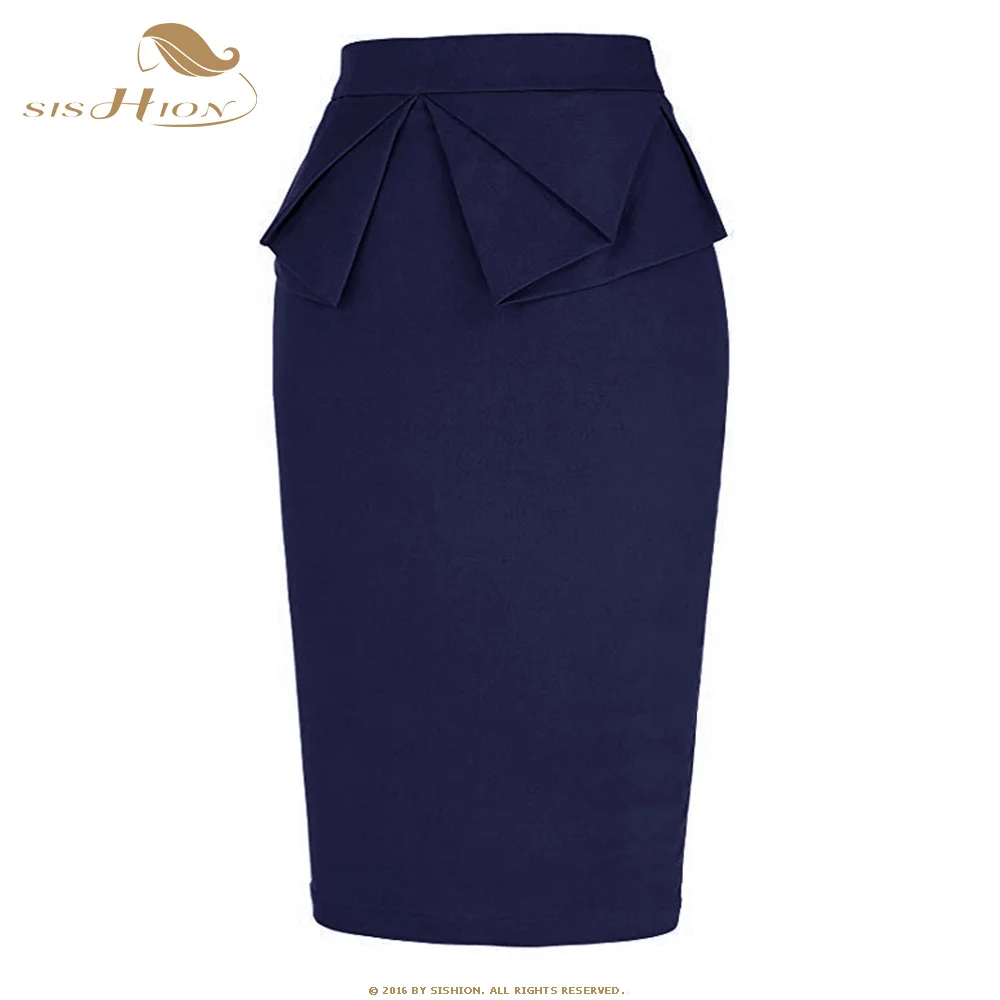 SISHION 2019 в горошек черные синие цветочные винтажные юбки QY0295 женский летний элегантный женские юбки-карандаш юбки большого размера