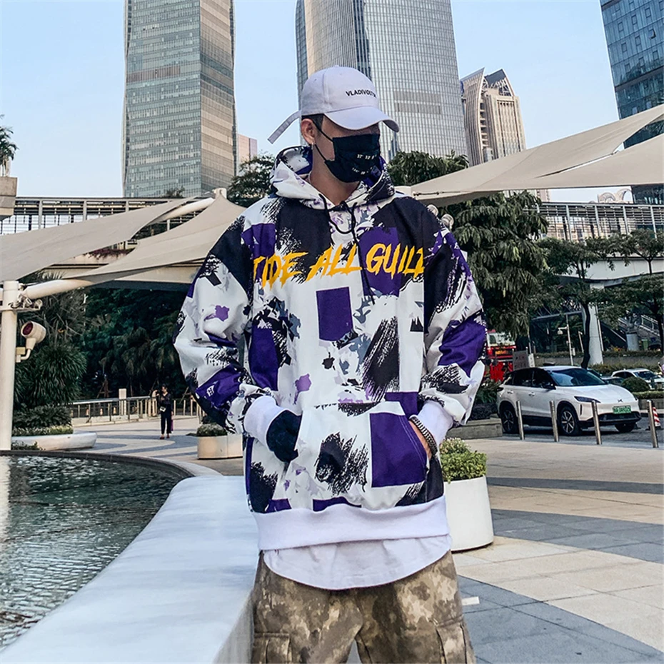 Модные толстовки с принтом, мужские повседневные пуловеры, толстовки с капюшоном, мужские модные хип-хоп хипстерские уличные толстовки с капюшоном, топы WO019