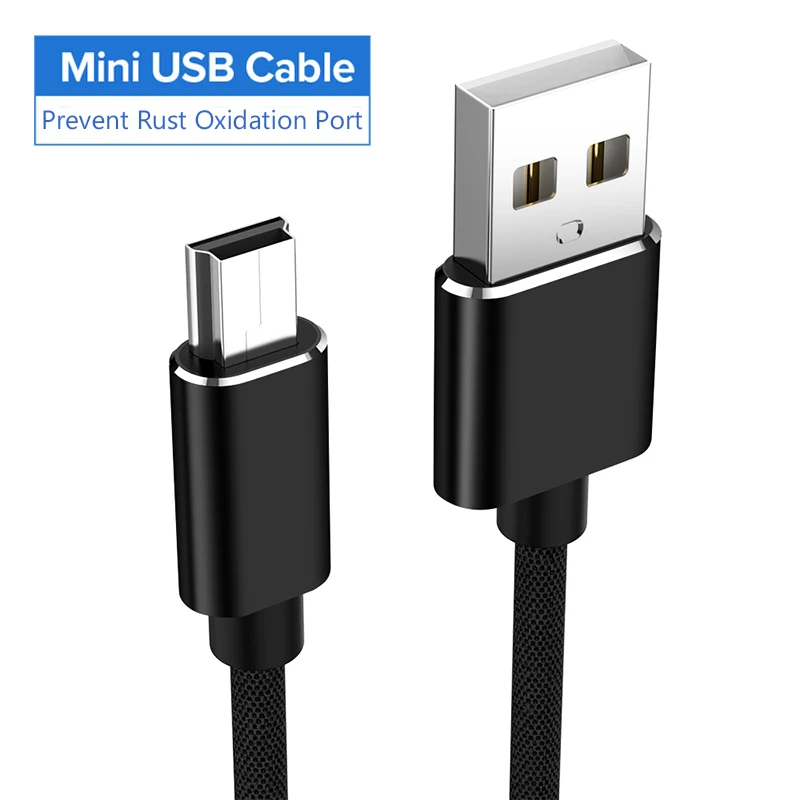 Черный Мини-usb кабель мини-usb к USB кабель для быстрой передачи данных для MP3 MP4 плеера Автомобильный видеорегистратор gps цифровая камера HDD мини-usb шнур - Цвет: Черный