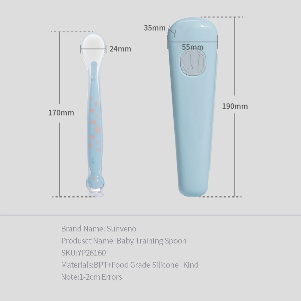 Детская Мягкая силиконовая ложка Sunveno, ложка с датчиком температуры для детей, столовые приборы, Детские Ложки для кормления, ложки для кормления младенцев