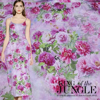 

Digital Print 108cm Wide 19Momme 93%silk 7%spandex Charmeuse Fabric for Dress Cheongsam Cloth Diy Sewing Free Shipping Sale Hot