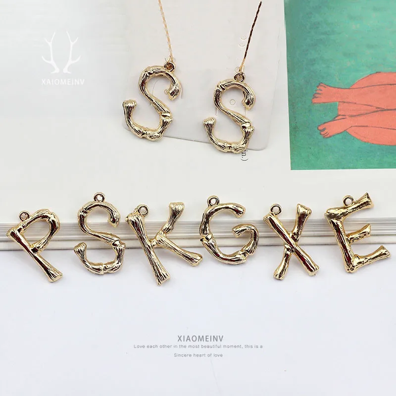 

6 pcs New design hot-sales fun alloy english alphabet statement flower earrings for women pendant diy jewelry accessories