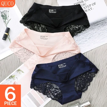 

QUCO Brand 6 Pcs/lot Sexy Women Panties Women's Underwear Lace Lingerie Sexy String Comfortable Thong Breathable Calvin Briefs