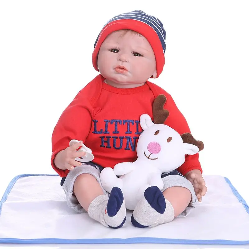 

55cm Reborn Doll Realistic Soft Silicone Vinyl Newborn Babies Boy Toy Clothes Mat Lifelike Handmade Gift R7RB