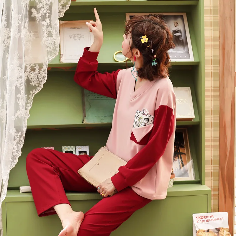 

INS Wind New Style Pure Cotton Spring And Autumn WOMEN'S Pajamas Tracksuit Fresh And Lovely Women's Casual Two-Piece Set