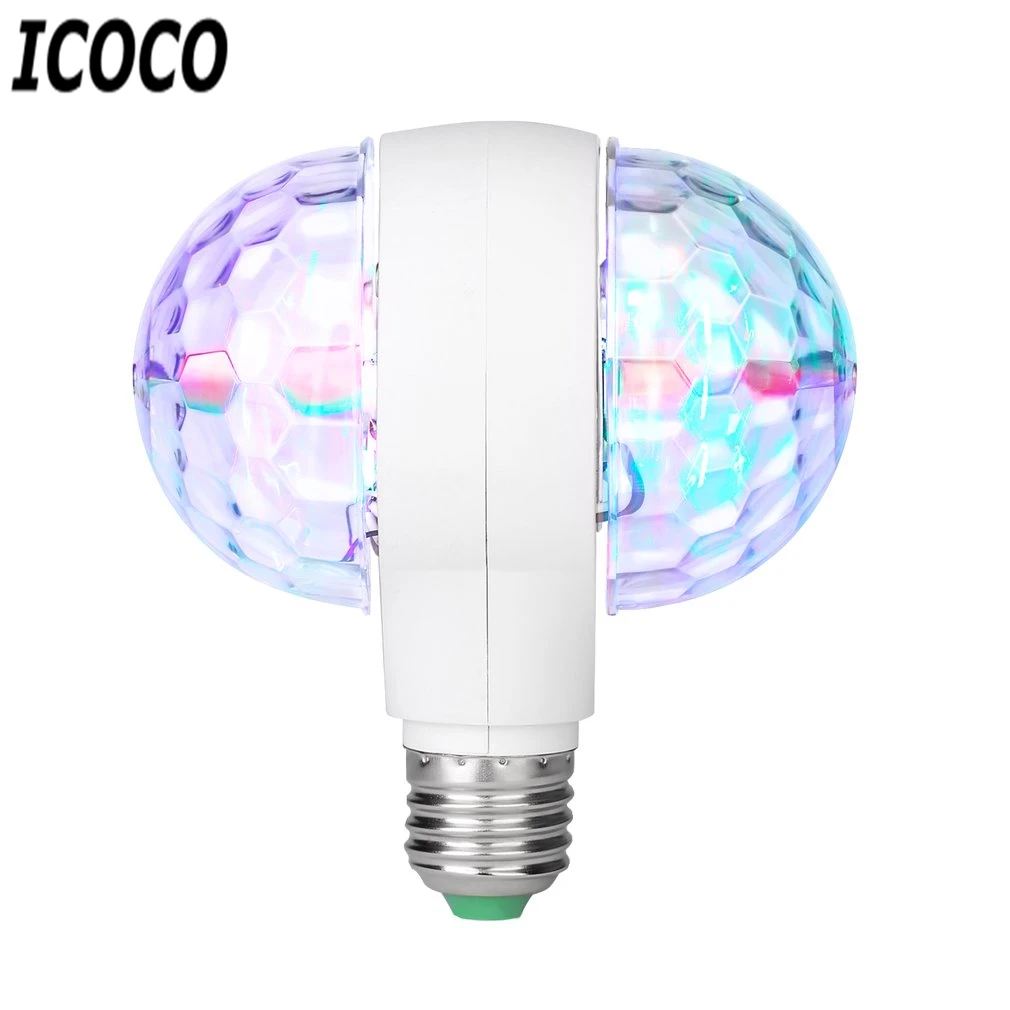 LED 6W Rotating Bulb Light with Dual Head Magic Stage Disco Lamp Rotating Double-headed LED Colorful Stage Light