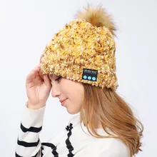 Bluetooth беспроводная одноцветная умная шапка бини для осени зимы, шапка громкой связи, музыкальный динамик, меховой шар, кепка, Повседневная кепка