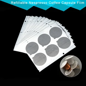 Cápsula de café rellenable, pegatina de película Nespresso, cápsula de acero inoxidable, autoadhesiva tapa de aluminio, 2000 Uds.