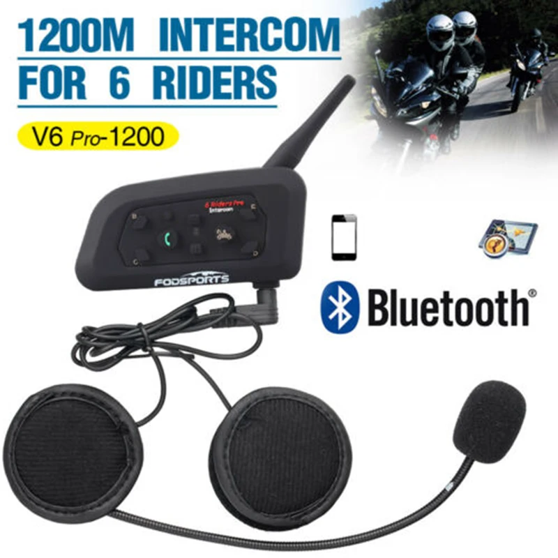 FFYY-Vnetphone 2 шт V6 мотоциклетный шлем Bluetooth гарнитура рация 6 драйвер 1200 м Беспроводная рация Bt рация