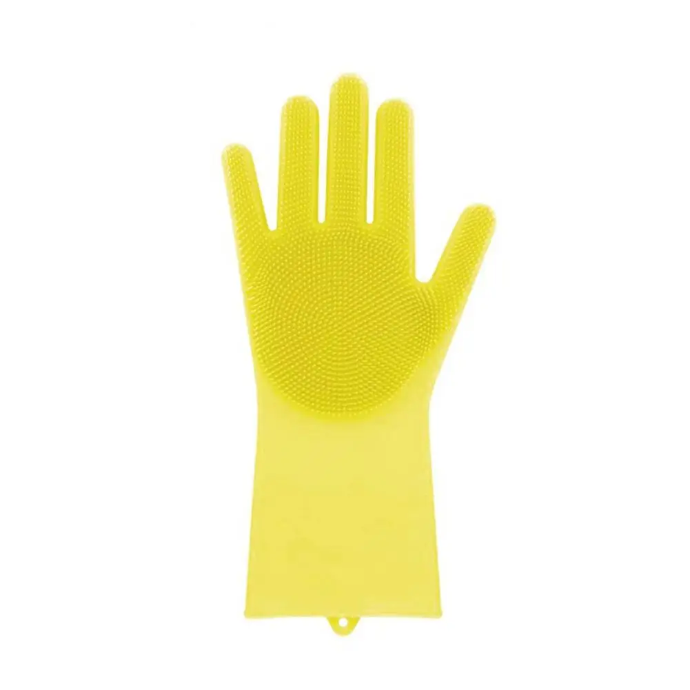 Yellow Волшебные силиконовые перчатки для мытья посуды, перчатка с чистящей щеткой, кухонные перчатки для мытья посуды, инструмент для кухонной чистки - Цвет: Yellow