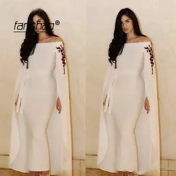 

With Jacket Ivory Evening Dress Mermaid Prom Dress Special Occasion Islamic Dubai Saudi Arabic Evening Gown